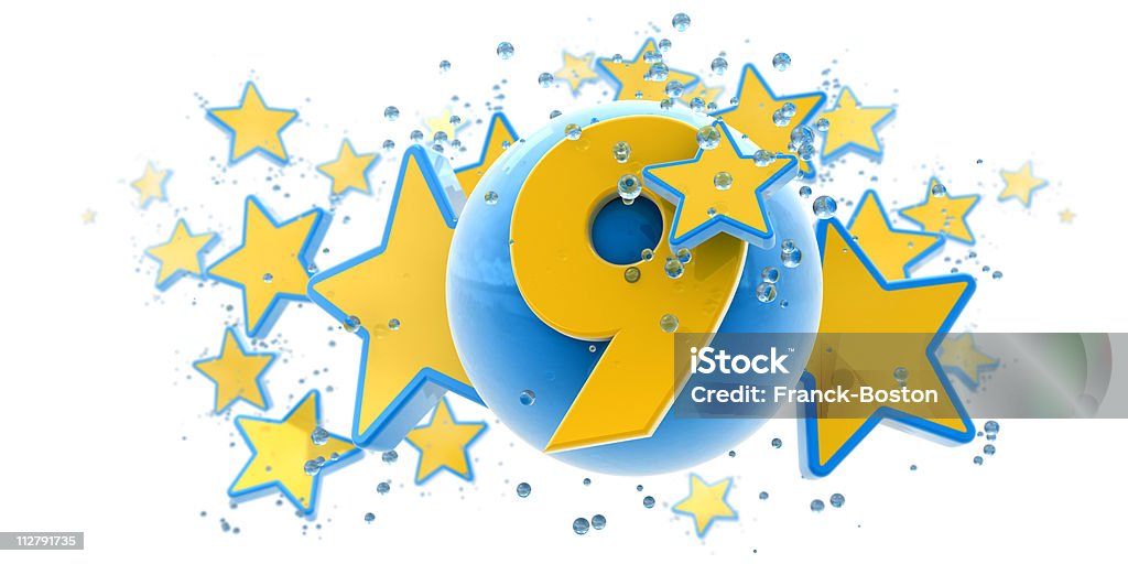Nono anniversario blu e giallo - Foto stock royalty-free di 8-9 anni