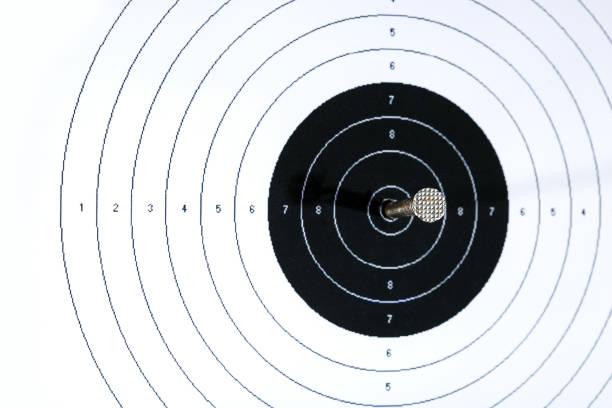 istock Target hit in center by steel nail. 1127917990