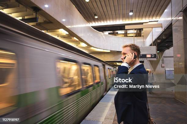 Young Adult Businessman Commuting To Work Stock Photo - Download Image Now - Adult, Business, Business Person