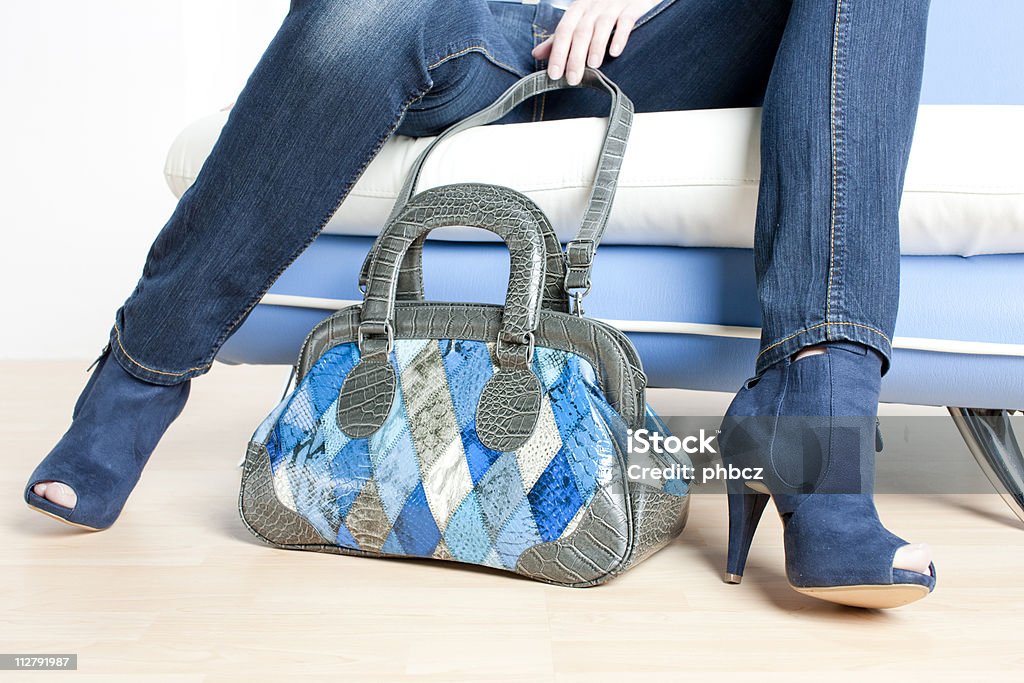 blue shoes and with handbag  Adult Stock Photo