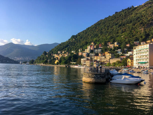 istock Boats docked on Lake Como Near Old Town Como 1127921721