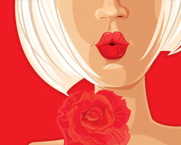 Vector illustration of Beautiful girl with a Rose.