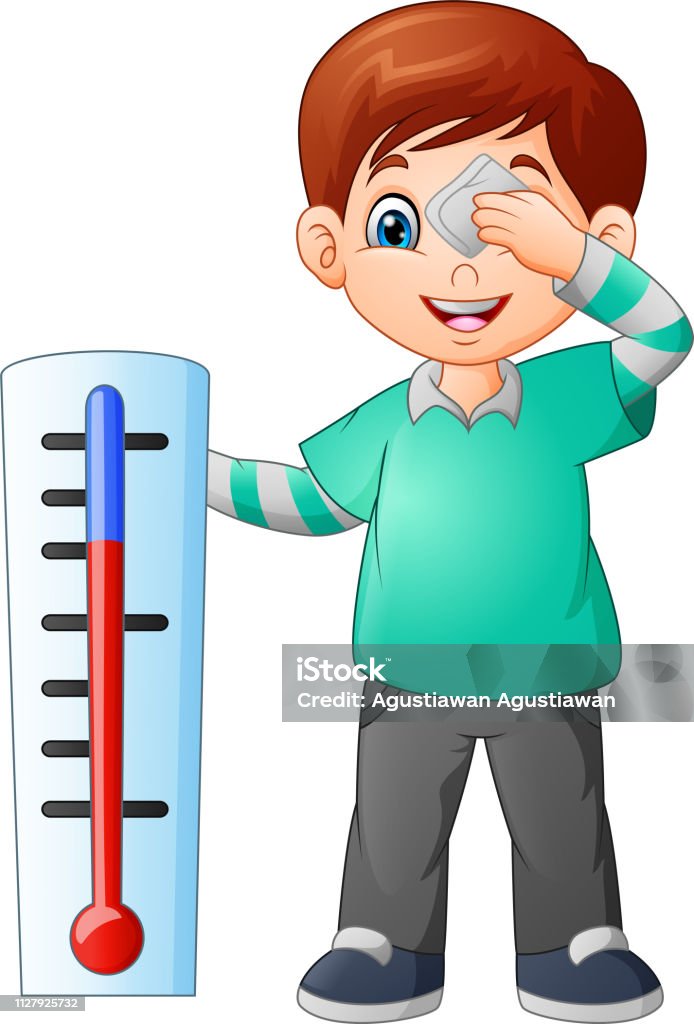 Ilustración de Niño De Dibujos Animados Con Un Termómetro y más Vectores Libres de Derechos de Calor - Calor, Estatura humana, Fiebre - iStock Ilustración de Niño De Dibujos Animados Con Un Termómetro y más Vectores Libres de Derechos de Calor - Calor, Estatura humana, Fiebre - iStock