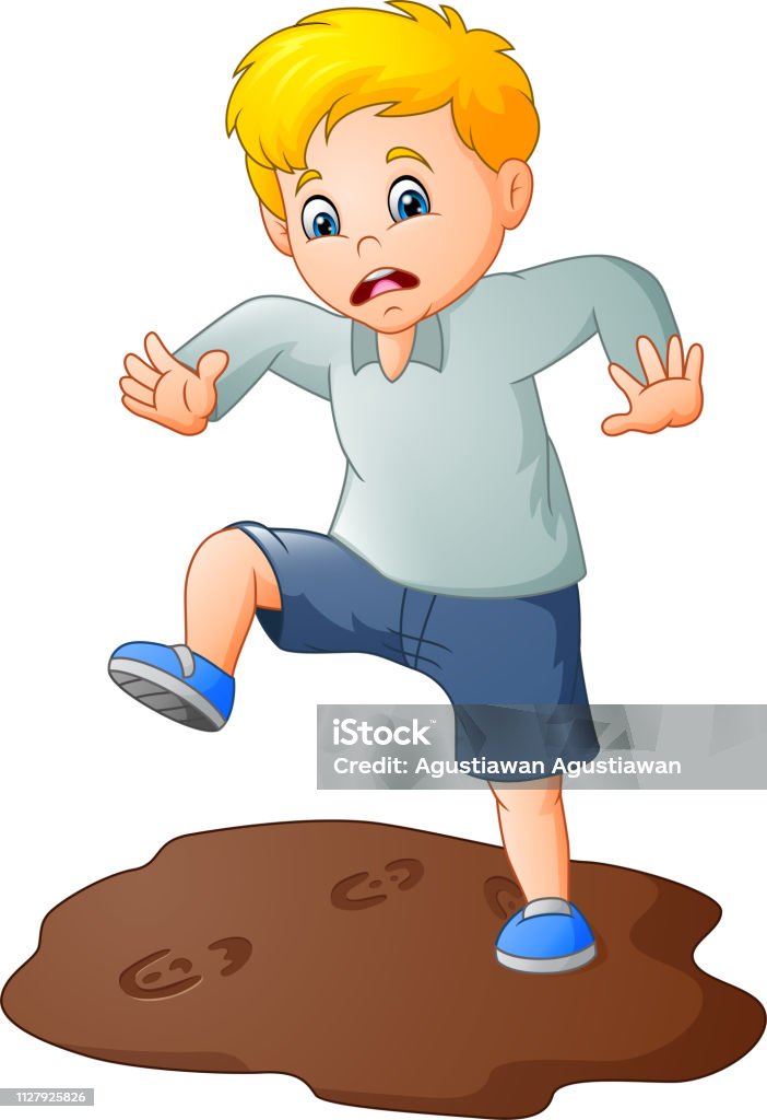 Cartoon Sad Boy With A Mud Puddle Stock Illustration - Download Image Now -  Mud, Boys, Standing - iStock