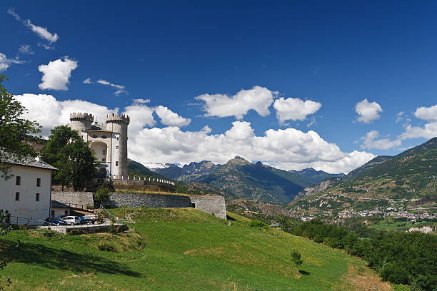 The castle of Saint-Pierre is a manor perched on a rocky outcrop, located in the village with the same name. It is one of the oldest in the Valle d'Aosta and its existence is mentioned for the first time in a document dated 1191. The castle is now owned by the municipality and since 1985 houses the Regional Museum of Natural Sciences. Valle d'Aosta, Italy. Canon EOS 5D Mark II