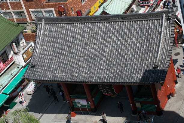 Tokyo, Japan - April 19, 2016 : Sky view of Sensoji Temple Asakusa on April 19, 2016. Asakusa is an landmark of old town popular tourist spot in Tokyo, Japan.