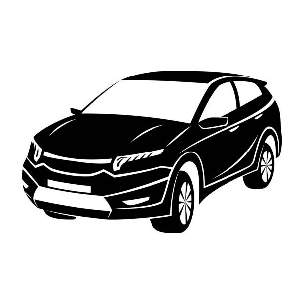 Black car sign. vector art illustration