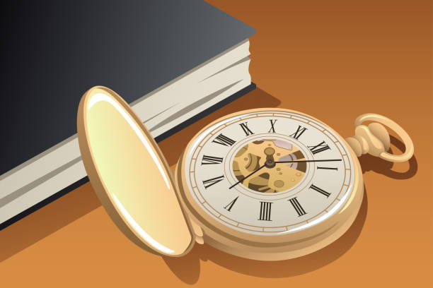 ilustrações, clipart, desenhos animados e ícones de ilustração de relógio de bolso de ouro antigo - pocket watch watch clock pocket