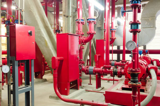 istock Pumping station and Electrical power generator  industrial interior pipes line in large building 1127929301