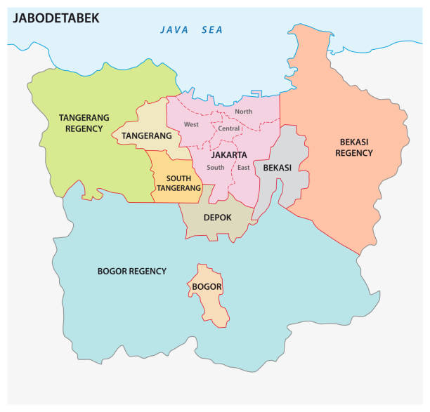 Vector Map Of The Indonesian Megacity Jabodetabek Stock Vector Map Of The Indonesian Megacity Jabodetabek 