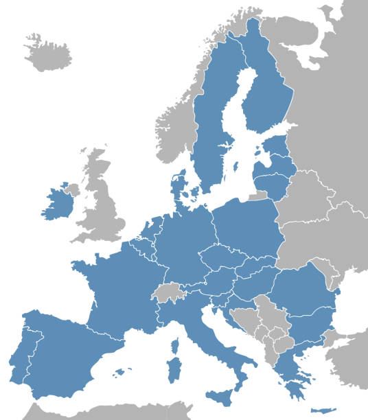 모든 유럽 연합 회원 들과 유럽의 벡터 그림 지도 tates는 영국을 제외 - european country stock illustrations