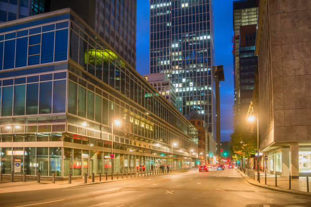 istock Cityscape with illuminated Frankfurt street 1127936835