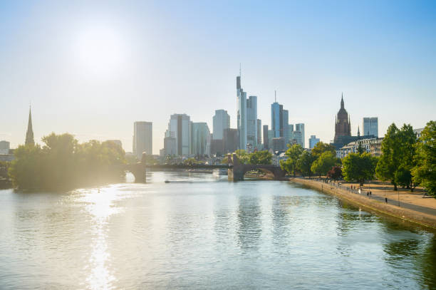 istock Frankfurt city skyline in sunshine 1127936841