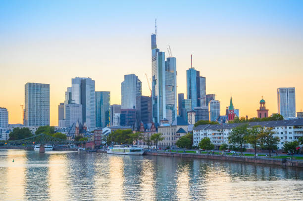 istock Evening skyline of Frankfurt city 1127936869