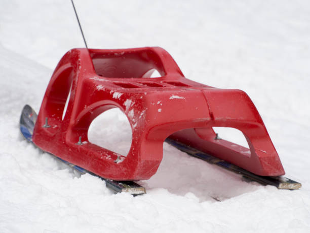 istock Child sleigh on the snow 1127937017