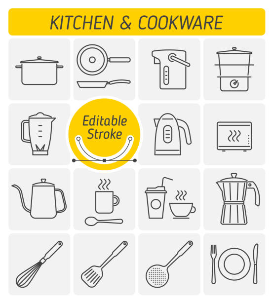 Cooking devices icons set Royalty Free Vector Image