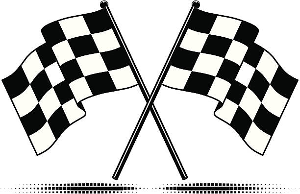 checkered flag zestaw - flaga sportowa stock illustrations