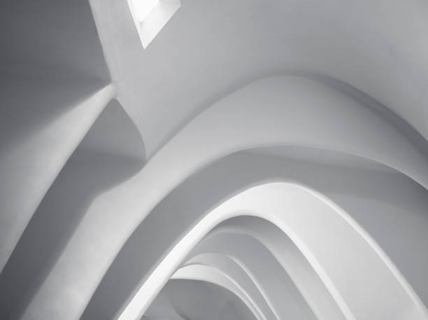 istock Architecture details White wall Concrete Curve Abstract background 1127940576