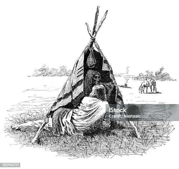 Wichita Smoking His Medicine Stock Illustration - Download Image Now - Indigenous North American Culture, 19th Century, 19th Century Style