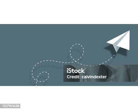 istock Paper airplane background design business card 1127941638