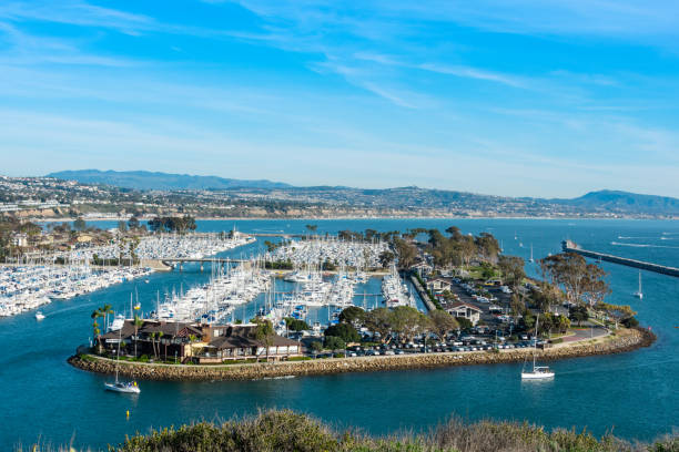 istock View on Dana Point Harbor with mountains and sky on the background 1127943097