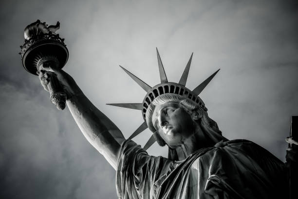 Dark Liberty Dark, moody vision of the Statue of Liberty dystopia concept photos stock pictures, royalty-free photos & images