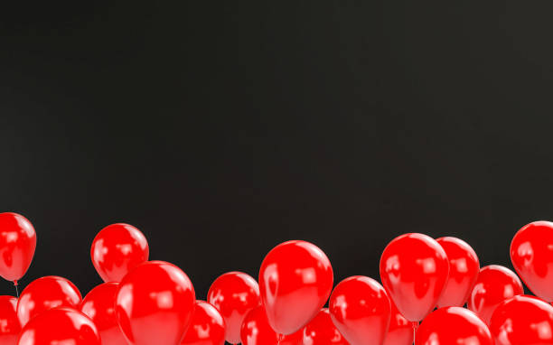 shiny red balloons bunch - three dimensional shiny business retail imagens e fotografias de stock