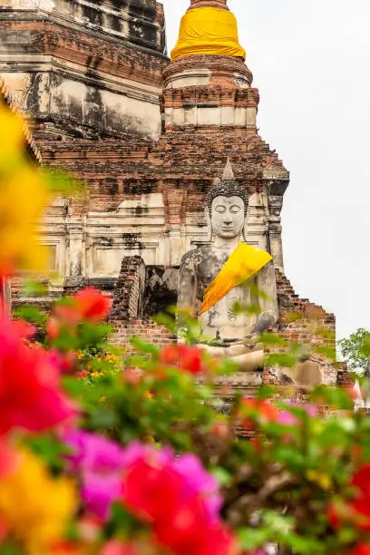 Photo of Buddha statue at Wat Yai Chai Mongkon, Ayutthaya, Thailand, Asia