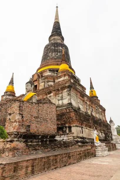 Photo of Buddha statues and stupa at Wat Yai Chai Mongkon, Ayutthaya, Thailand, Asia