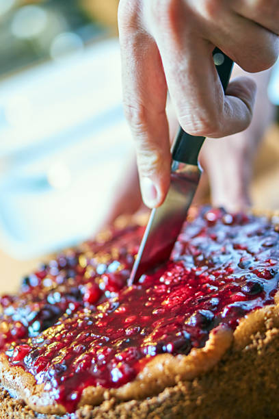 Cake Baking cheesecakes with forest berries amerikanische heidelbeere stock pictures, royalty-free photos & images