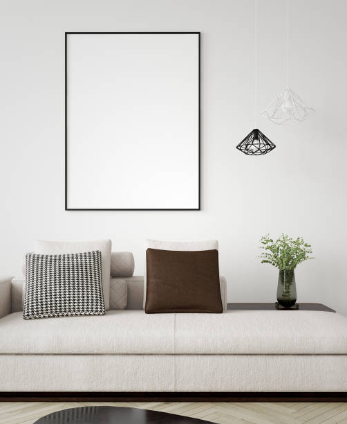 istock Mock up poster frame in modern home interior. Scandinavian style 1127951171