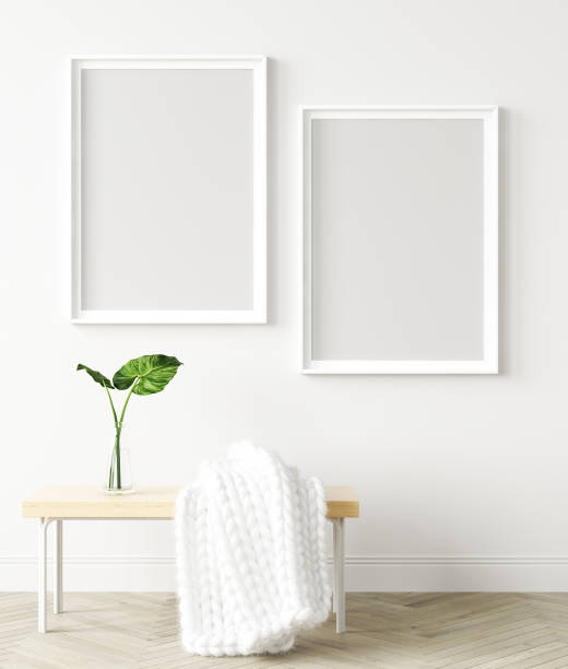 Mock up poster frame in modern home interior. Scandinavian style