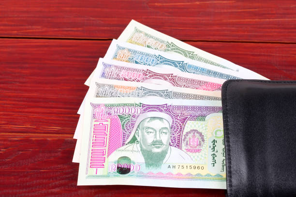 istock Mongolian Tugrik in the black wallet 1127952830