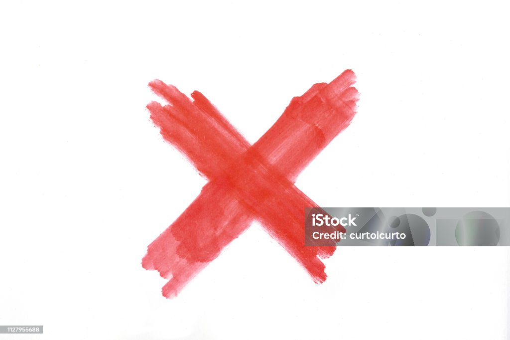 X sign made with a marker over white Felt Tip Pen Stock Photo