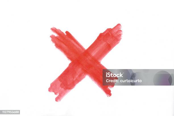 X Sign Made With A Marker Over White Stock Photo - Download Image Now - Felt Tip Pen, Red, Religious Cross