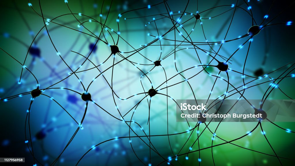 Ilustración 3D de transmitir sinapsis, la neurona o célula nerviosa - Foto de stock de Dopamina libre de derechos