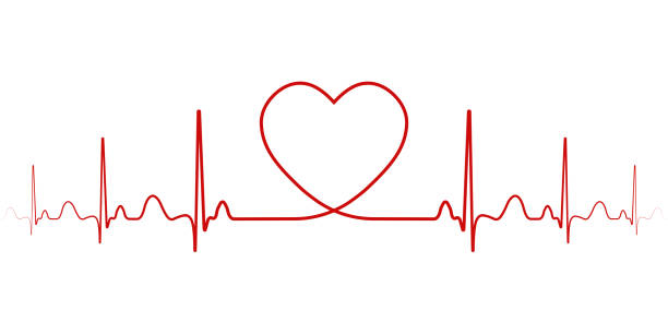 Heartbeat vector rhythm with heart one line, a symbol of positive emotions, love and inspiration, happy Valentine's day Heartbeat, vector rhythm with heart one line, a symbol of positive emotions, love and inspiration, happy Valentine's day taking pulse stock illustrations