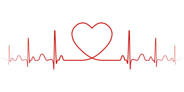 Heartbeat vector rhythm with heart one line, a symbol of positive emotions, love and inspiration, happy Valentine's day Heartbeat, vector rhythm with heart one line, a symbol of positive emotions, love and inspiration, happy Valentine's day heartbeat line stock illustrations