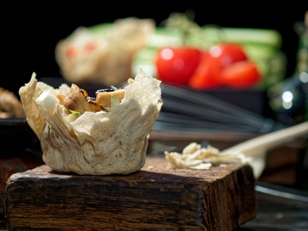 istock Preparing salad with chicken, mushrooms and fresh vegetables 1127959484