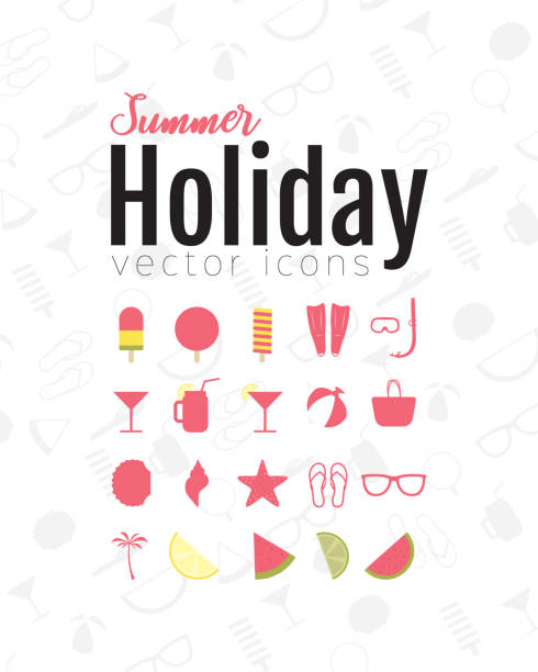 Summer Design Vector cartoon style Hello Summer design icon badge. sjöstjärna stock illustrations