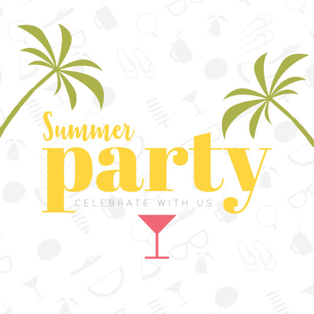 Summer Design Vector cartoon style Summer Party design icon badge. snow cone stock illustrations