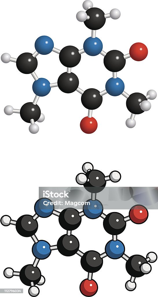Koffein-Molekül - Lizenzfrei Dreidimensional Vektorgrafik