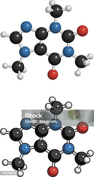 Koffeinmolekül Stock Vektor Art und mehr Bilder von Dreidimensional - Dreidimensional, Koffeinmolekül, Molekül
