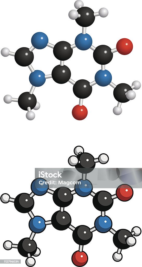 카페인 분자 - 로열티 프리 3차원 형태 벡터 아트