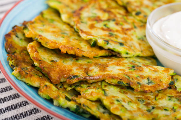 istock Pancakes from courgettes is tasty vegeterian dish 1127961536