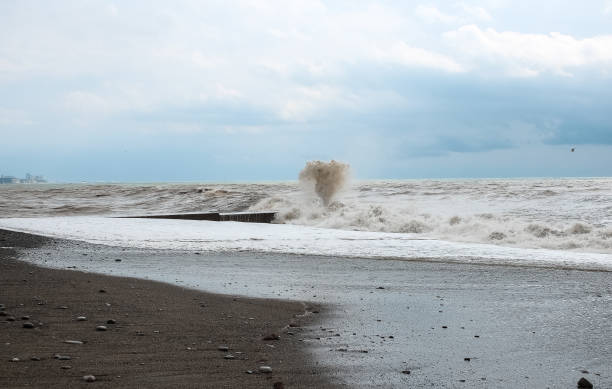 istock Storm on the sea, big, dirty waves 1127961693