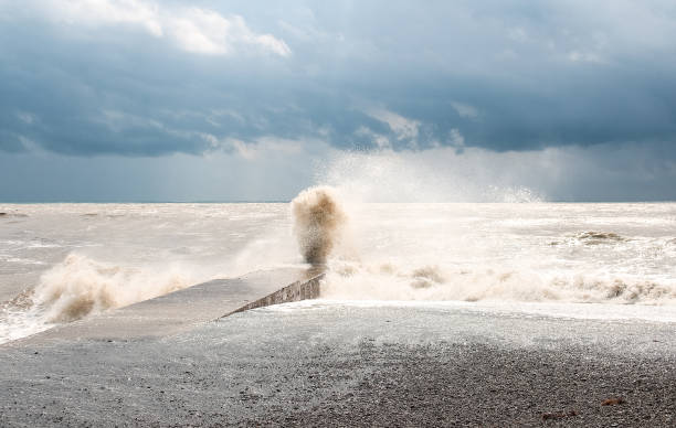 istock Storm on the sea, big, dirty waves 1127962246