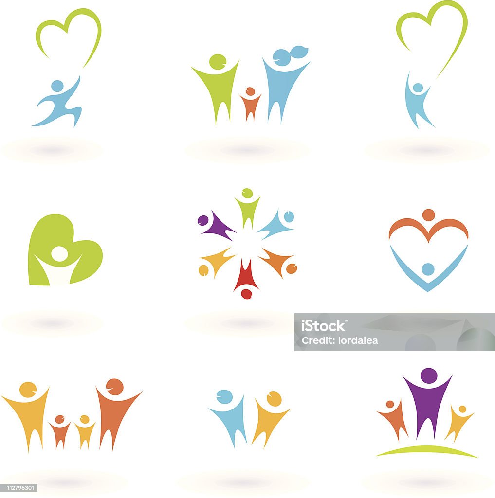 Children, family, community and protection icons & symbols Vector collection of children, family and healthcare icons. Healthcare And Medicine stock vector