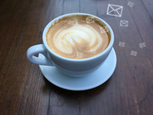 istock Email communication coffee office desk online messaging marketing social media 1127965054