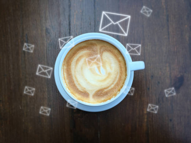 istock Email communication coffee office desk online messaging marketing social media 1127965080